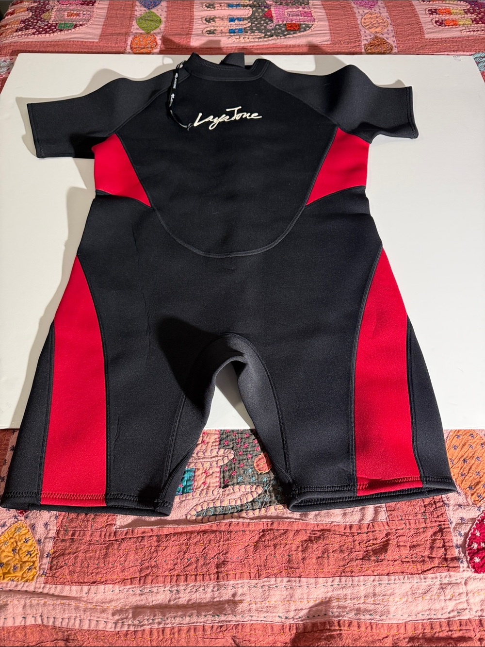 LayaTone Shorty Neoprene Wetsuit - Black & Red Size 6X
